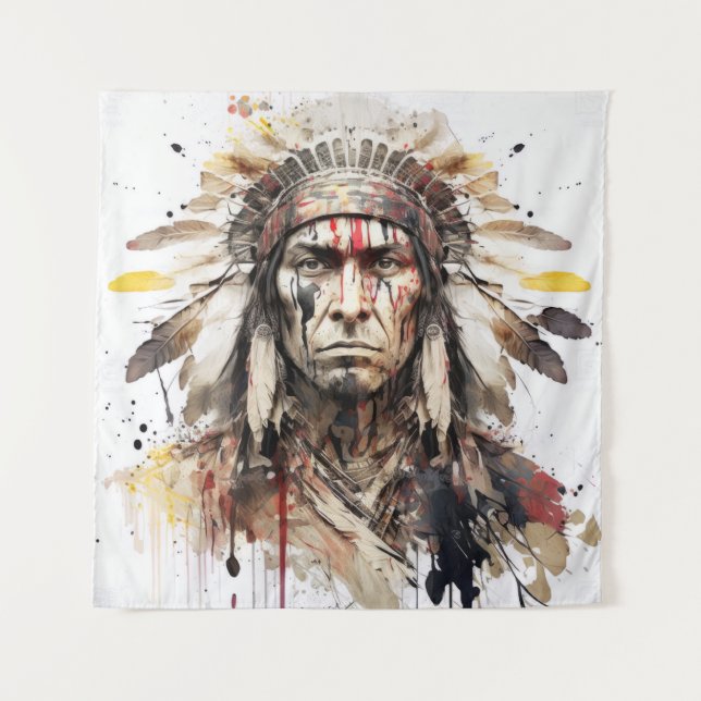 Tenture Peinture de guerrier amérindien (Devant)