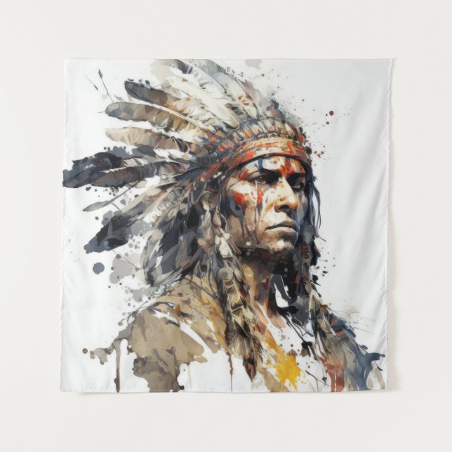 Tenture Peinture de guerrier amérindien (Devant)