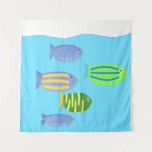 Tenture peinture de poissons