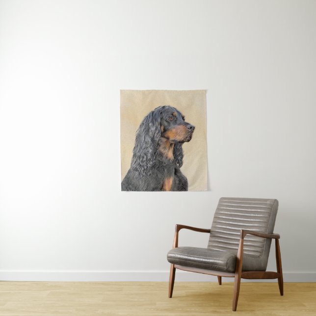 Tenture Peinture de Setter Gordon - Art Original de Chien  (En situation)