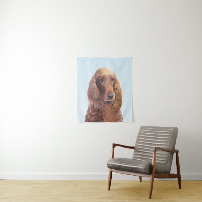 Tenture Peinture de Setter Irlandais - Art Original de Chi (En situation)