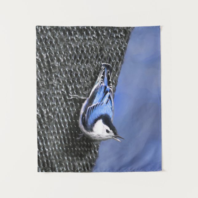 Tenture Peinture de sittelle à poitrine blanche Art d'oise (Devant)