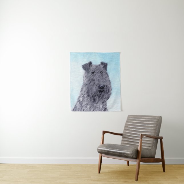 Tenture Peinture de Terrier Kerry Blue Mignon Art Original (En situation)