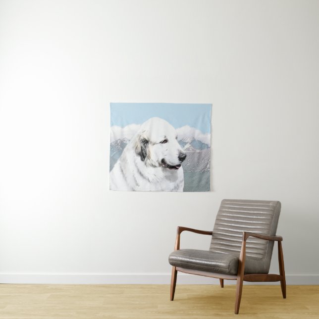 Tenture Peinture des Pyrénées - Art original du chien (En situation (horizontale))