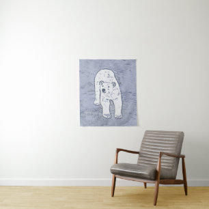 Tenture Peinture d'ours polaire sur glace - Art original d