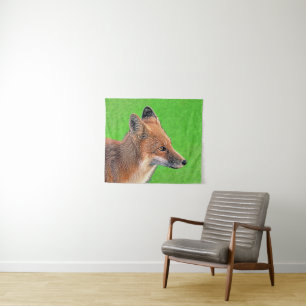 Tenture Peinture du Renard Rouge - Art Original sur la Fau