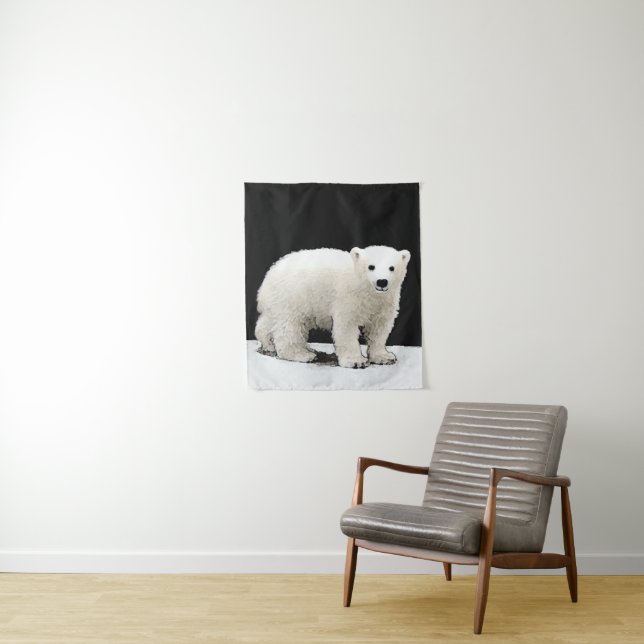 Tenture Peinture d'un ourson polaire - Art original de la  (En situation)