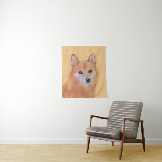 Tenture Peinture finlandaise Spitz - Jote Original Chien A (En situation)
