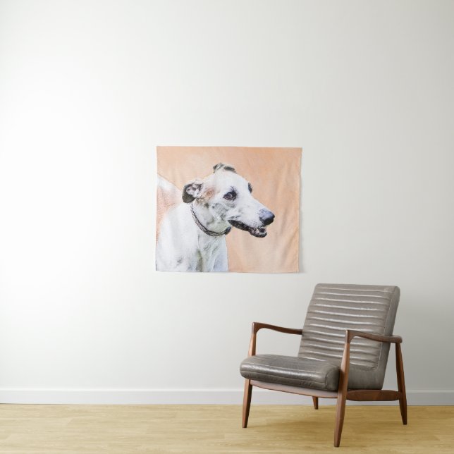 Tenture Peinture Greyhound - Cute Original Chien Art (En situation (horizontale))