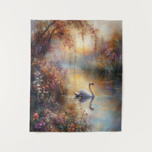 Tenture Peinture impressionniste rustique Swan