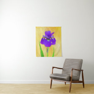 Tenture Peinture Iris à poils violets - Art Fleur original