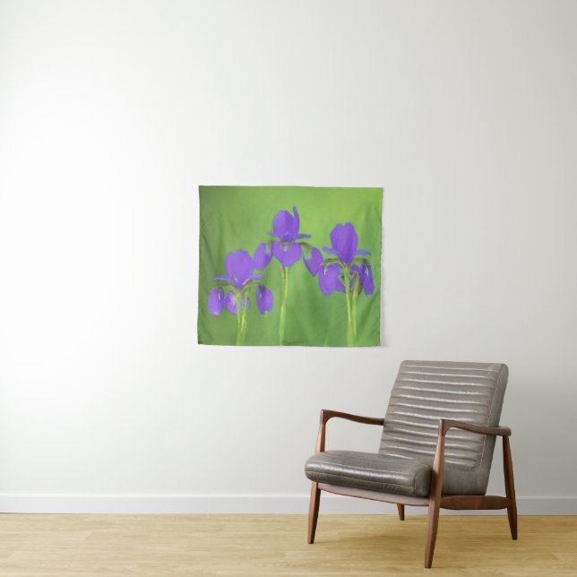 Tenture Peinture Iris Violet - Art Fleur Originale (En situation (horizontale))