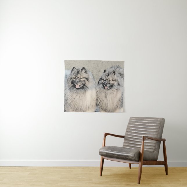Tenture Peinture Keeshond Brothers - Art Chien original (En situation (horizontale))