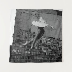 TENTURE PEINTURE MURALE DE BALLERINE EN ROBE BLANCHE