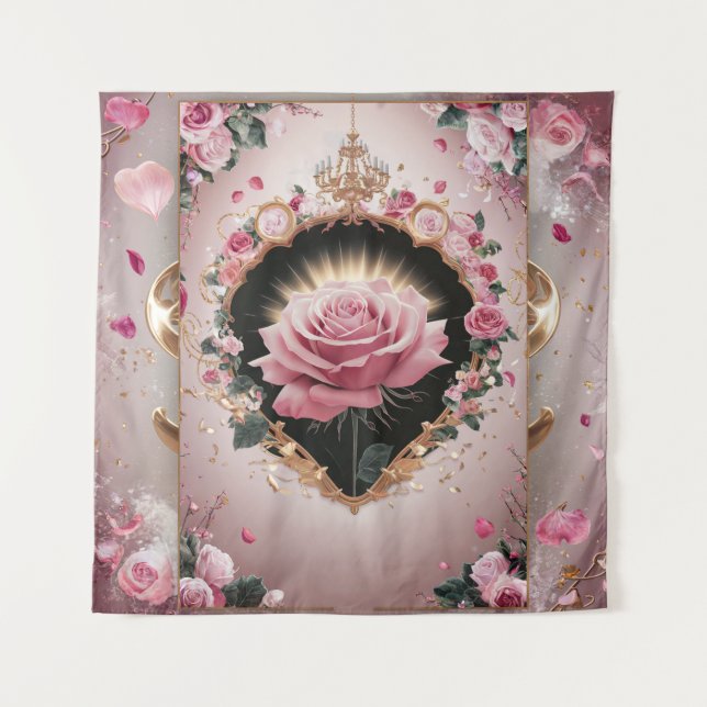 Tenture Peinture Murale Rose Rose Élégante Mariage #2 (Devant)