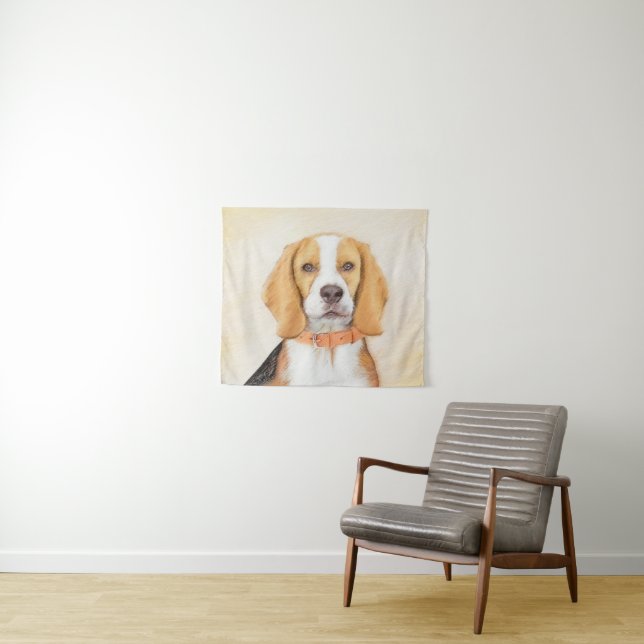 Tenture Peinture originale de chien Beagle Hound Art anima (En situation (horizontale))