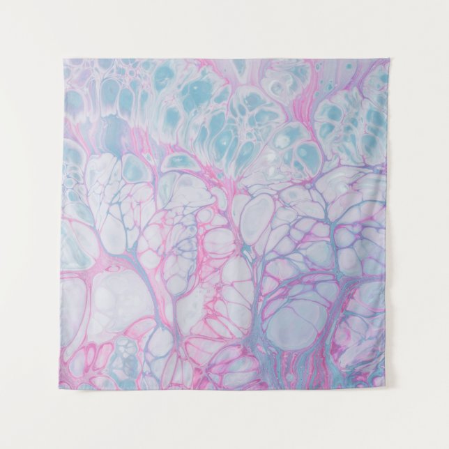 TENTURE PEINTURE ROSE ET ABSTRAITE TURQUOISE (Devant)