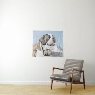 Tenture Peinture Saint Bernard - Cute Original Chien Art