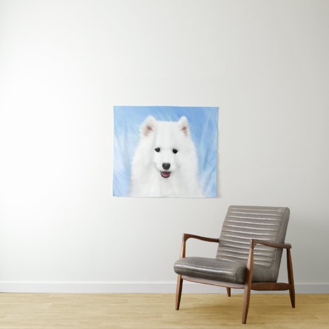 Tenture Peinture Samoyed Puppy - Jolie Art Original Chien (En situation (horizontale))