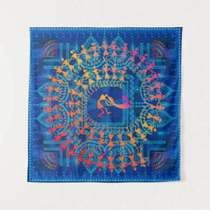 Tenture Peinture Warli - main dessinée traditionnelle l'An