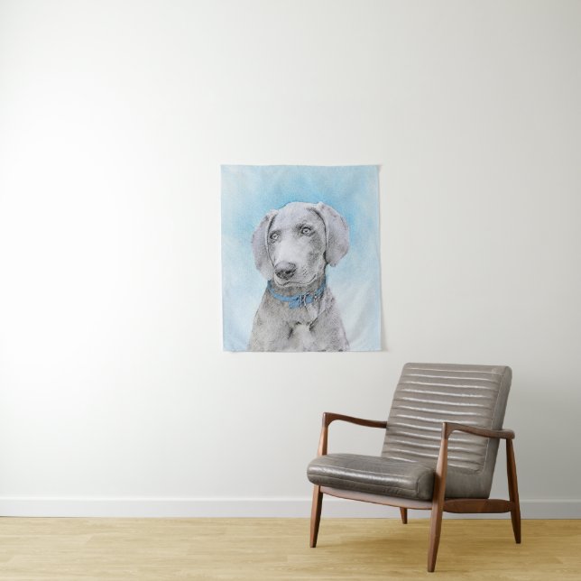 Tenture Peinture Weimaraner - Joli art original chien (En situation)