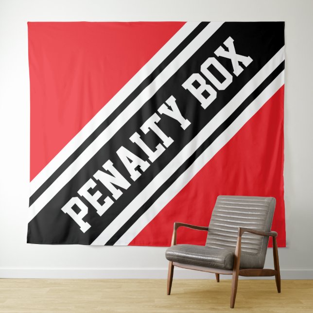 Tenture PENALTY BOX Bright Sporty Red Black White Stripes (En situation (horizontale))