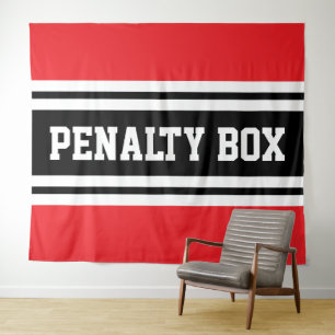 Tenture PENALTY BOX Sportif Rouge Noir RayuresBlanches