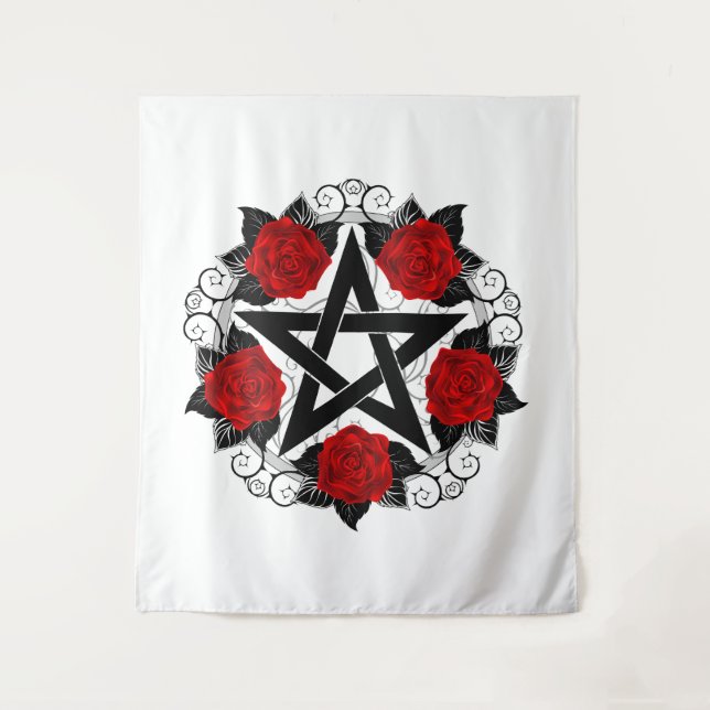 Tenture Pentagramme aux roses rouges (Devant)