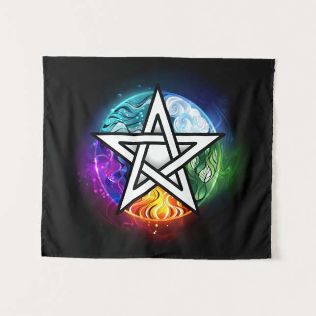 Tenture pentagramme du Wiccan (Devant (Horizontal))