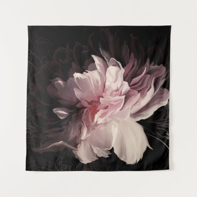 Tenture Peony Dark Wall : Peony Flower Design (Devant)