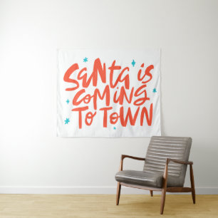 Tenture Père Noël arrive à Town Holiday Design