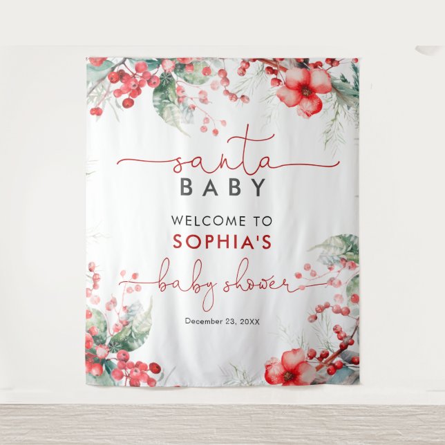 Tenture Père Noël Baby Christmas Baby shower Tapestry (Devant)