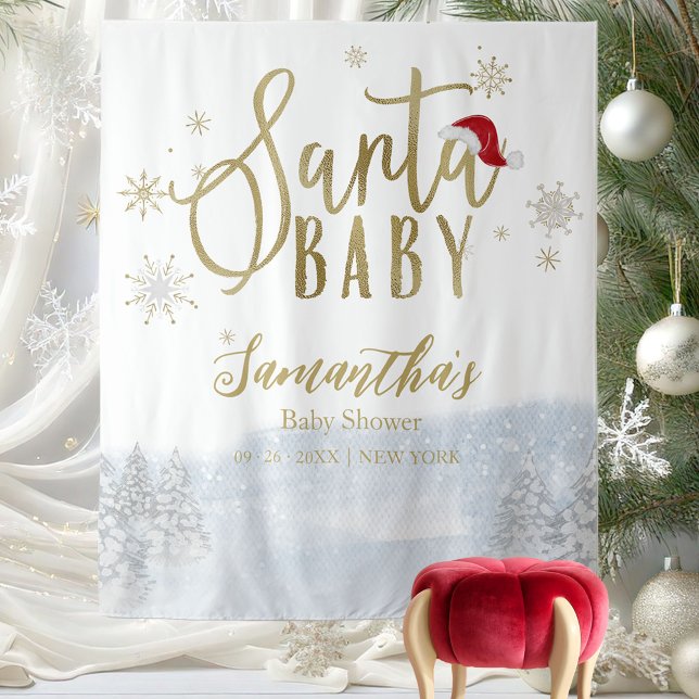 Tenture Père Noël Baby Christmas Winter Baby shower Backdr (Créateur téléchargé)