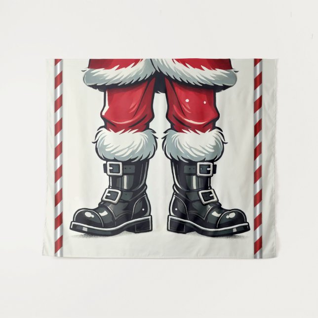 Tenture Père Noël cool en Bottes noires Noël (Devant (Horizontal))