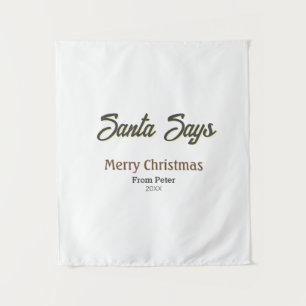 Tenture Père Noël dit Joyeux Noël nom date noir gris