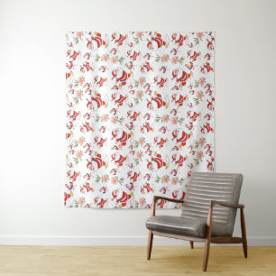 Tenture Père Noël Flamant Tropical Motif de Noël