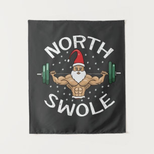 Tenture Père Noël Musclé Drôle Fitness Noël Nord