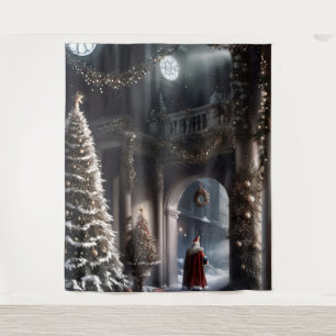 Tenture Père Noël se faufiler dans l'art du mur de Noël