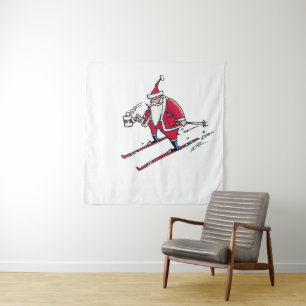 Tenture Père Noël Ski tapestry