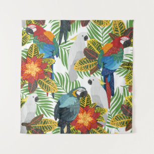 Tenture Perroquets tropicaux, motif vintage sans soudure.
