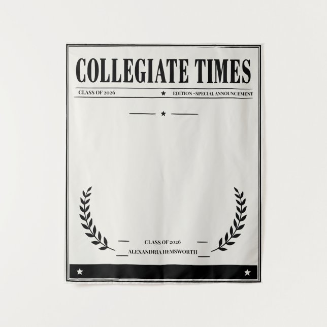 Tenture Personalised Newspaper Graduation 2026 (Devant)