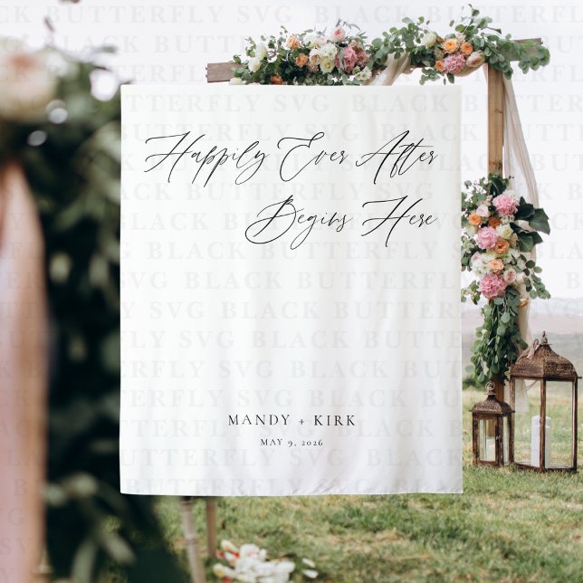 Tenture Personalized Happily Ever After Wedding Backdrop (Happily Ever After Wedding Backdrop Banner)