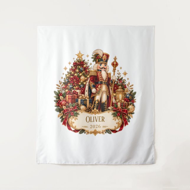 Tenture Personalized Nutcracker Christmas Blanket with Nam (Devant)