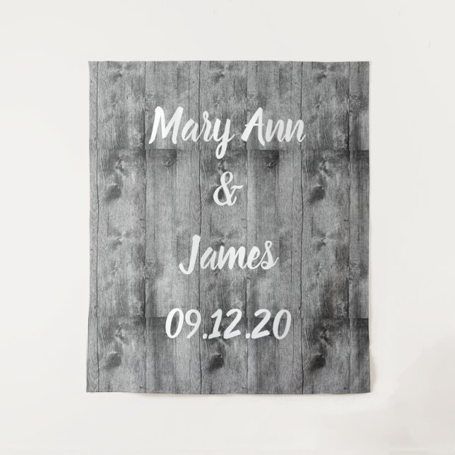 Tenture Personalized Wedding Backdrop Wood Background (Devant)