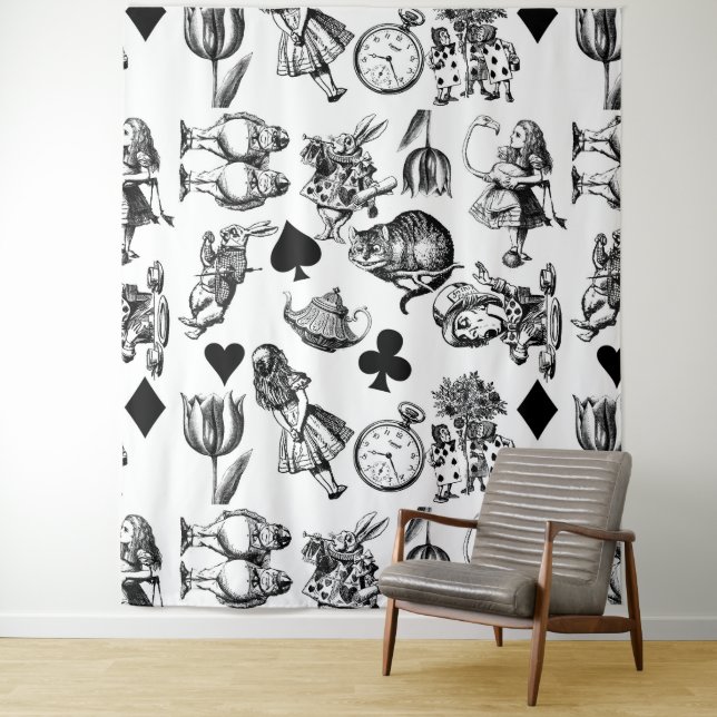 Tenture Personnages classiques d'Alice au pays des merveil (En situation)