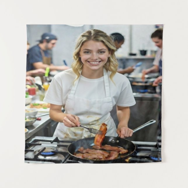 Tenture Personnalisation de photo de cuisson de bacon (Devant)
