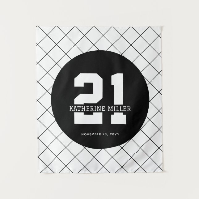Tenture Personnalisé 21e anniversaire Moderne et Élégant   (Devant)