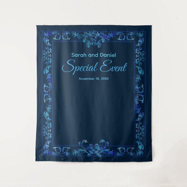 Tenture Personnaliser avec nom Événement spécial Bleu Baro (Devant)