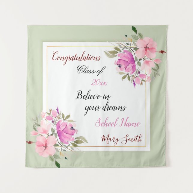 Tenture Personnaliser florale populaire rose pourpre (Devant)