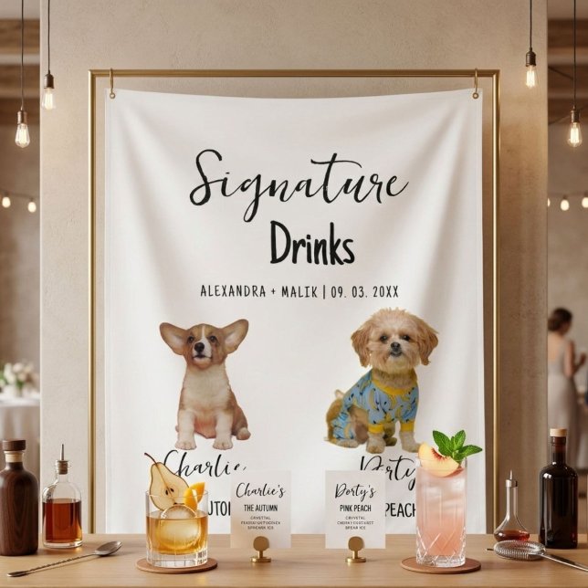 Tenture Pet Dog Calligraphy Signature Drink wedding sign (Créateur téléchargé)